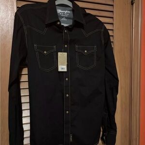 Wrangler Retro Medium Dark Blue Denim Shirt